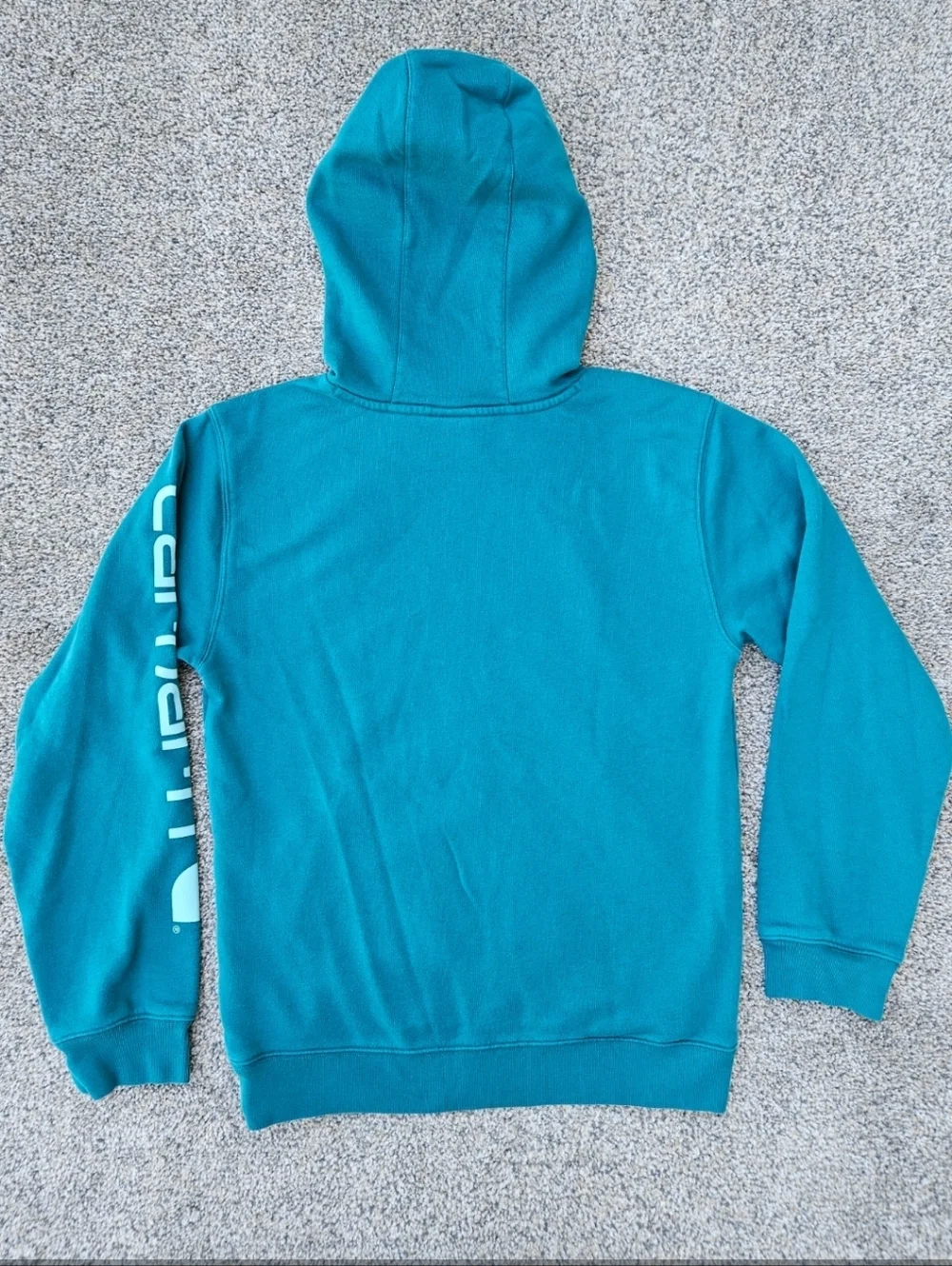 Carhartt Midweight Graphic Hoodie Teal Pullover Sweatshirt Kids Girls Size XL 14